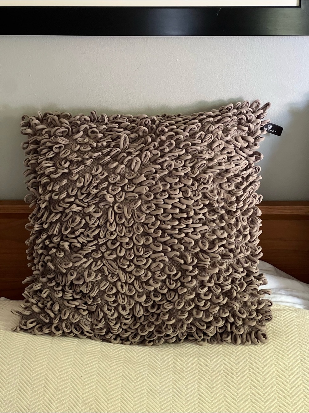 Set of two Newport decorative textured throw pillows in a mushroom taupe/greige